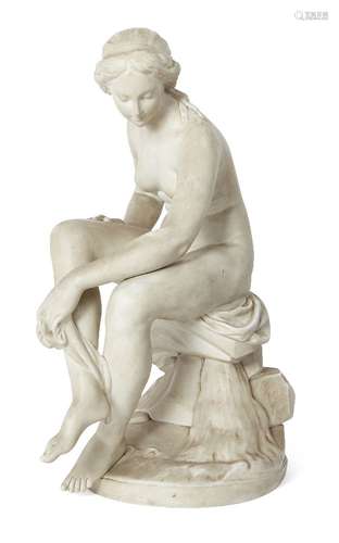 After Étienne Maurice Falconet, French, 1716-1791, a 19th century Parian figure of a nude woman