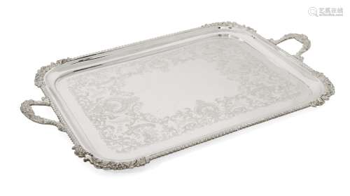 A George V twin-handled silver tray, London, c.1913, Goldsmiths & Silversmiths Co. Ltd., of