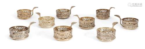 A set of nine French silver gilt cup holders, Risler & Carré, Paris, 1897-1912, with French marks