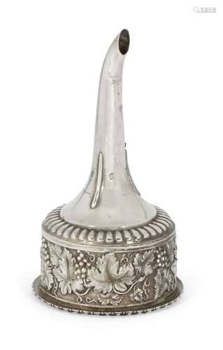 A Scottish silver wine funnel, Glasgow, c.1820, Robert Gray, the gadroon rim to neck chased with