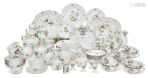 An extensive Herend Rothschild Bird pattern part tea and coffee service, late 19th / 20th century,