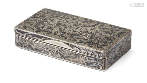 A 19th century Russian silver and niello tobacco box, Moscow, c.1850, assay master Andrei