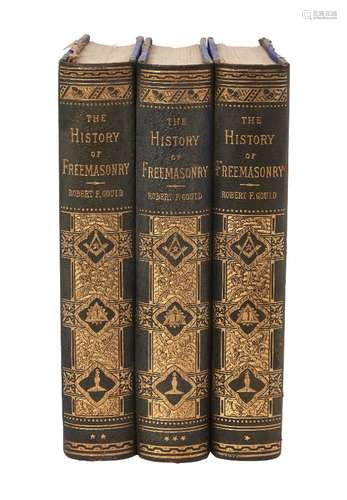 GOULD, (R. F.), THE HISTORY OF FREEMASONARY, 3 Vols., half-leather blue gilt-highlighted boards, The