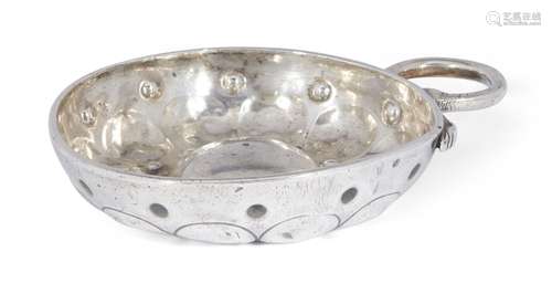 An 18th century French silver wine taster, Paris, c.1789, maker's mark indistinct, of traditional