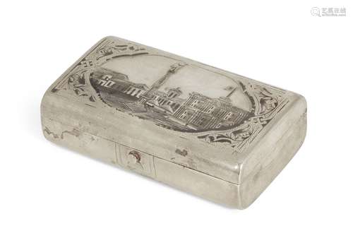 A 19th century Russian silver and niello snuff box, Moscow, c.1873, Ivan Gubkin, assay master Victor