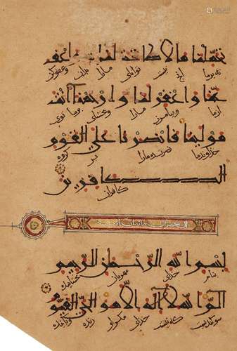 A Qur’an folio in ‘Eastern Kufic’ style, Iran, circa 12th-13th century, Qur’an II (sura al-