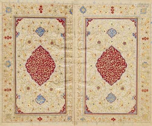 A fine Qajar Qur'an, Iran, attributed to Aqa Muhsin Isfahani, 18th century, Arabic manuscript on