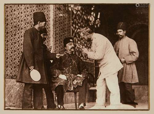 Two Qajar photographic prints, Iran, 19th century, the first depicting Naser al-Din Shah (1831-