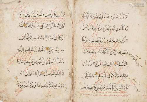 A Qur’an Section, Mamluk Egypt, 15th century 35ff., 7ll. of black naskh per page with gold and