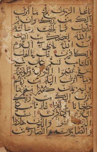 A Qur'an section, India, 15th century, 19ff., Arabic manuscript on paper, with 15ll. of black Bihari