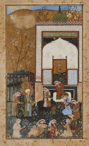 An illustration from a Safavid: Yusuf and Zulaykha, Shiraz, Iran, 16th century, opaque pigments