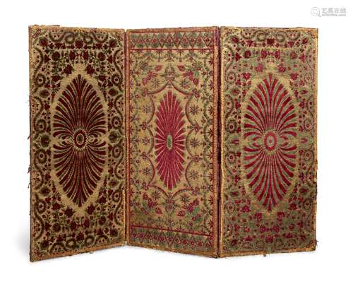 Three Ottoman voided velvet and metal thread panels, Scutari, Istanbul, first half 19th century,