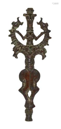 A Luristan ‘standard’ or finial, made for mounting on a wooden stick, South West Iran, 9th-early 7th