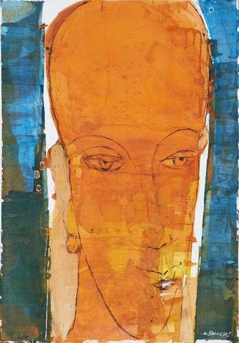 Adel El Siwi (Egyptian, b.1952), Untitled, mixed media on thin buff paper, signed to lower right, 70