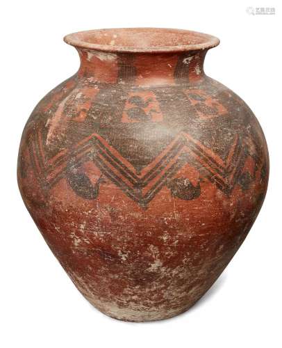 A large Anatolian pottery vessel, circa 2nd Millennium B.C., the rounded vessel tapering to the base