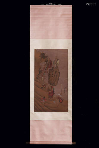 CHINESE INK AND COLOR SCROLL PAINTING