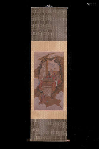 CHINESE INK AND COLOR SCROLL PAINTING