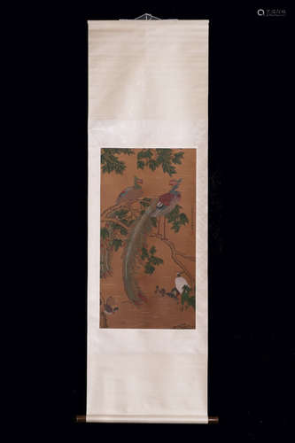 CHINESE INK AND COLOR SCROLL PAINTING