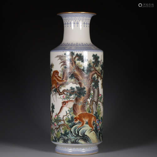 CHINESE FAMILLE ROSE PORCELAIN VASE, MARKED