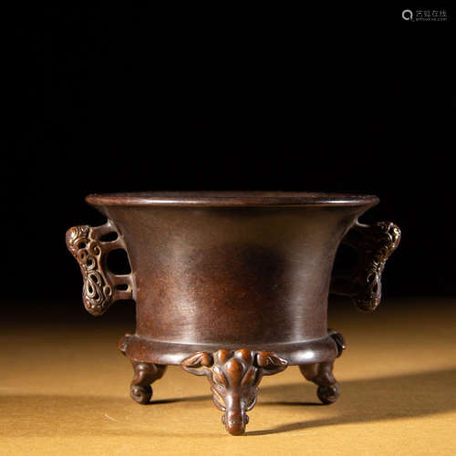 CHINESE BRONZE CENSER, MARKED