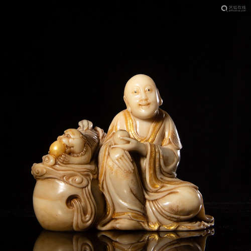 CHINESE SOAPSTONE CARVED LOHAN