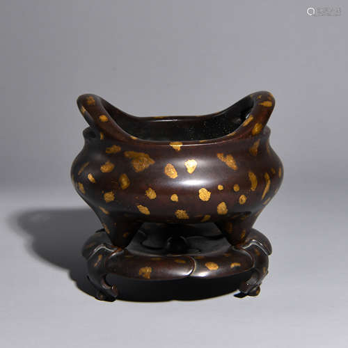 A COPPER GOLD  INCENSE BURNER