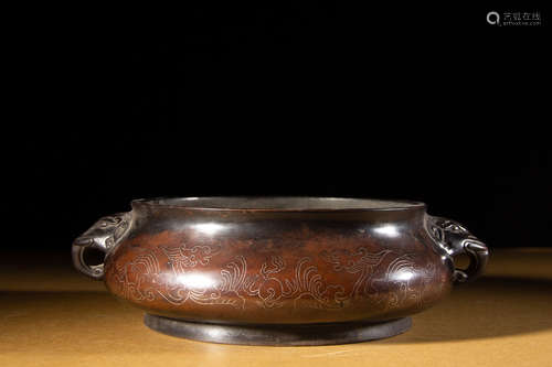 CHINESE BRONZE CENSER, MARKED