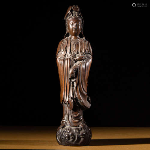 CHINESE BRONZE STANDING GUANYIN