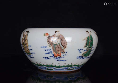 CHINESE FAMILLE ROSE PORCELAIN BRUSH WASHER, MARKE