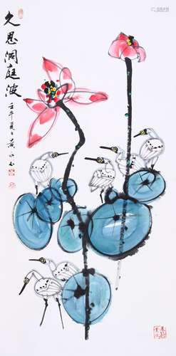 CHINESE INK AND COLOR PAINTING OF LOTUS