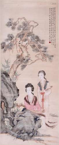 CHINESE INK AND COLOR SCROLL PAINTING