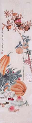 CHINESE INK AND COLOR SCROLL PAINTING