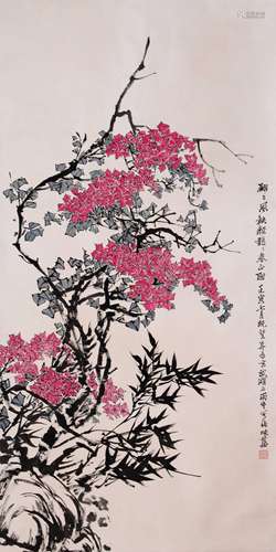 CHINESE INK AND COLOR SCROLL PAINTING