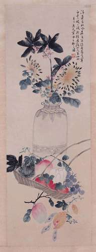 CHINESE INK AND COLOR SCROLL PAINTING