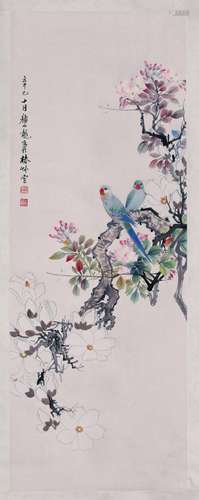 CHINESE INK AND COLOR SCROLL PAINTING