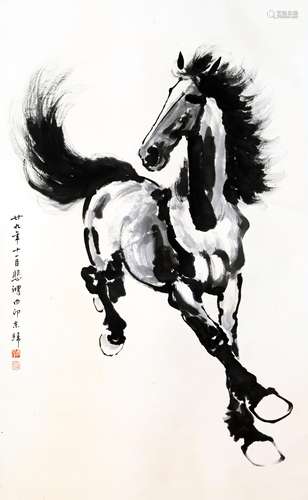 CHINESE SCROLL PAINTING OF HORSE