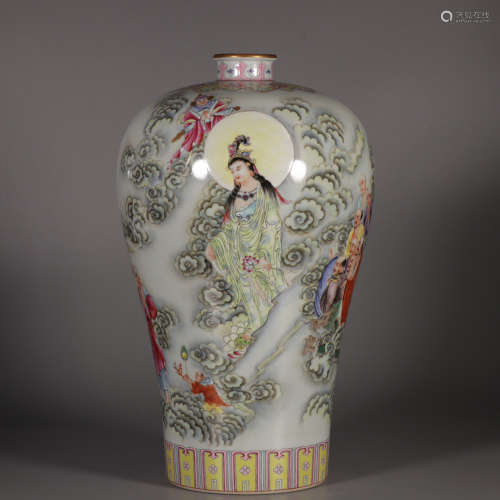 Chinese Doucai Figures Story Pattern Porcelain Plum Bottle