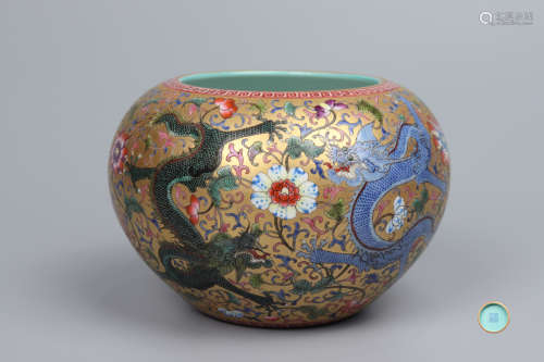 Chinese Famille Rose Porcelain Dragon Pattern Water Vessel