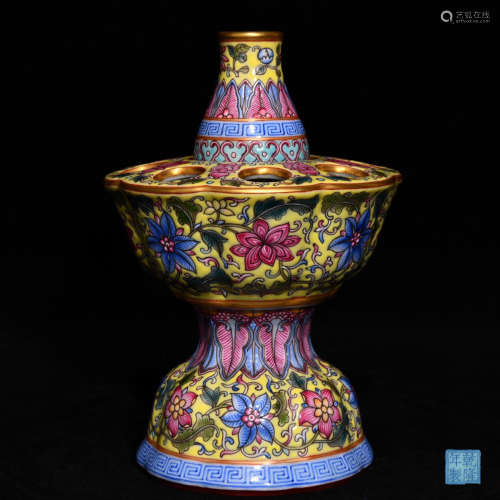 Chinese Famille Rose Gold Painted Porcelain Wax Table