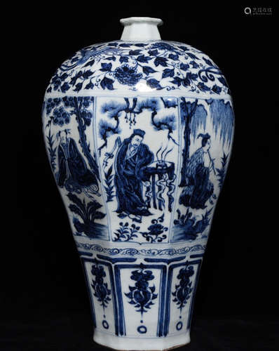 BLUE&WHITE GLAZE VASE PAINTED WITH FIGURE