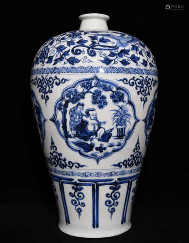 BLUE&WHITE GLAZE VASE PAINTED WITH STORY