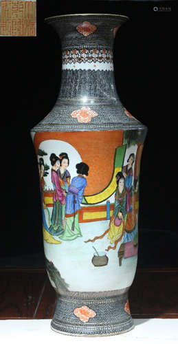 DAQINGQIANLONGNIANZHI MARK MOCAI GLAZE VASE