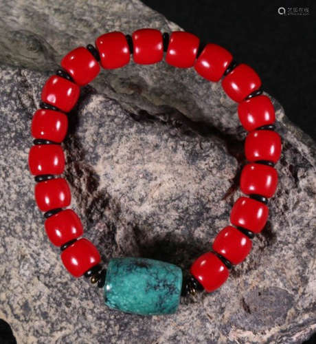 SHERPA GLASS BEAD STRING BRACELET WITH 18 BEADS