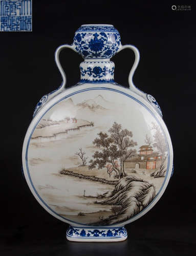 DAQINGQIANLONGNIANZHI MARK BLUE&WHITE GLAZE VASE