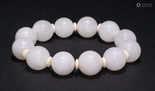 HETIAN JADE STRING BRACELET WITH 12 BEADS