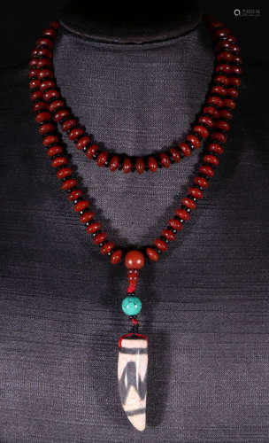 AGATE STRING NECKLACE WITH 108 BEADS