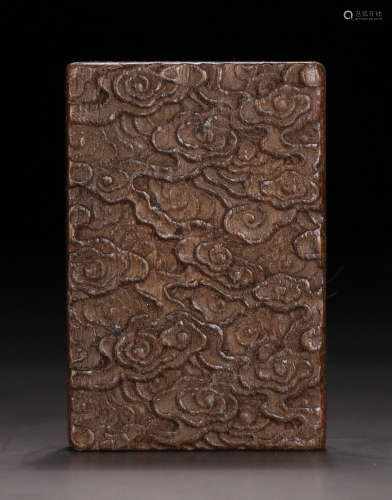 CHENXIANG WOOD TABLET CARVED WITH CLOUDS