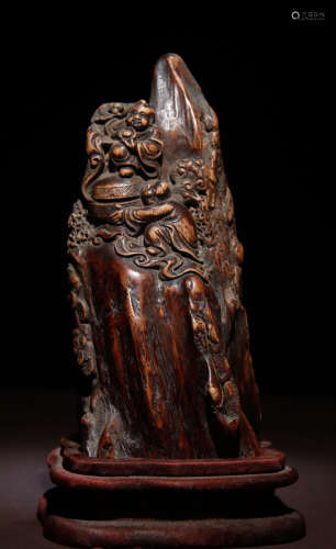 CHENXIANG WOOD ORNAMENT CARVED WITH FIGURE