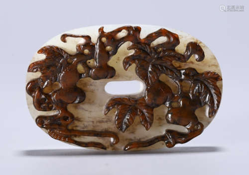 HETIAN JADE PENDANT CARVED WITH GOURDS