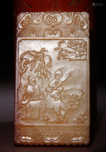 HETIAN JADE TABLET CARVED WITH STORY&POETRY
